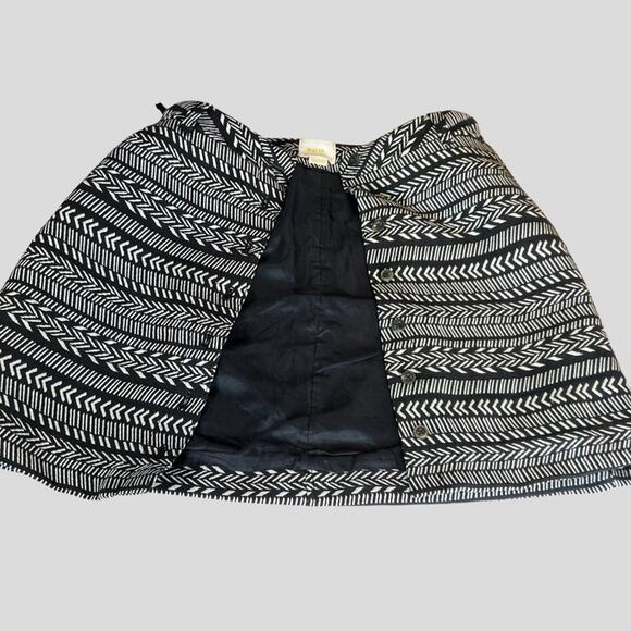 Maeve Anthropologie Striped Button Front Skirt 8 Fieldnotes Black White Tribal - Picture 7 of 15